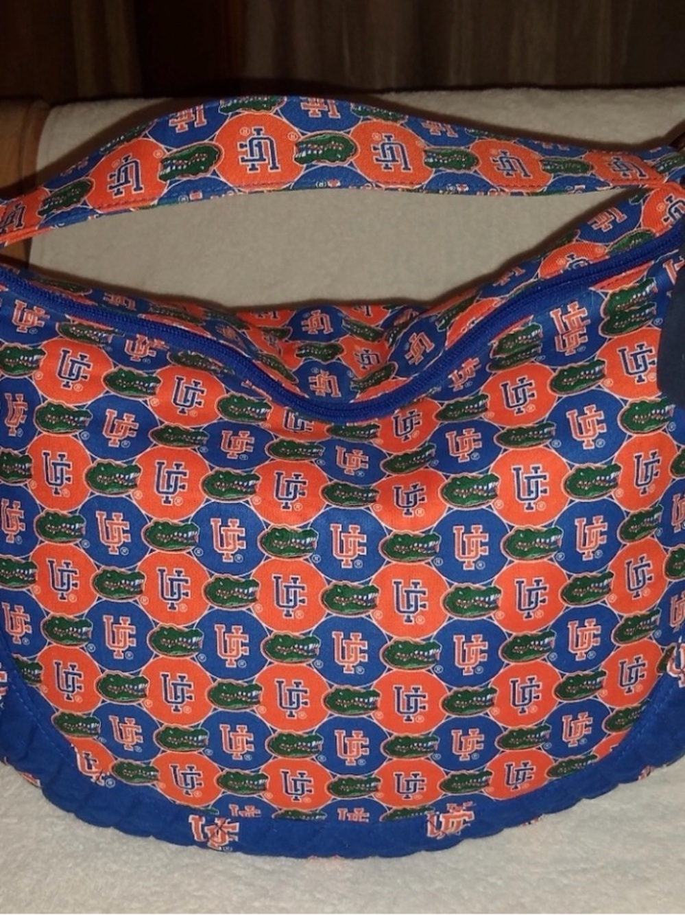 University Team Quilted Shoulder Bag - Orange & Blue